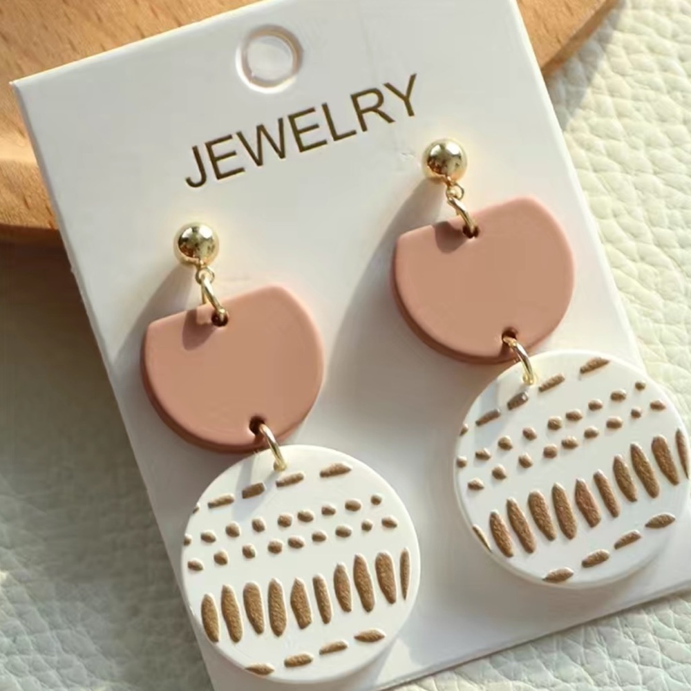 Ripple Print Round Dangle Earrings